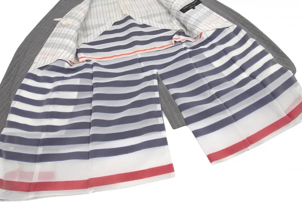 コムデギャルソン オムプリュスCOMME des GARCONS HOMME PLUS ボーダーメッシュレイヤードストライプジャケット グレーS K-80191_013