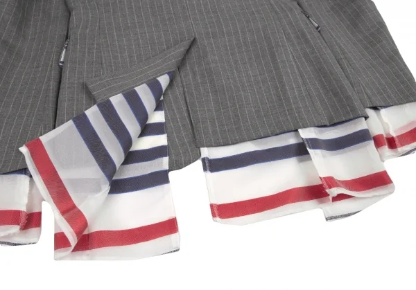 コムデギャルソン オムプリュスCOMME des GARCONS HOMME PLUS ボーダーメッシュレイヤードストライプジャケット グレーS K-80191_015