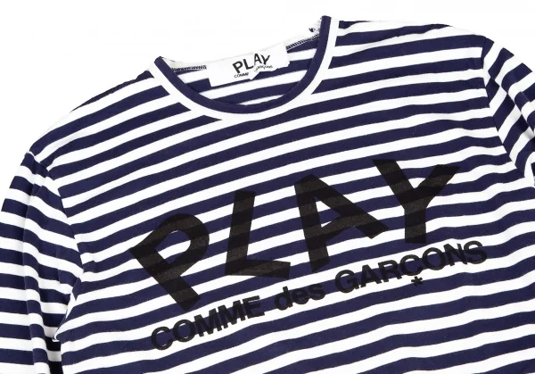 プレイ コムデギャルソンPAY COMME des GARCONS ロゴプリントボーダーTシャツ 白紺L K-80259_002