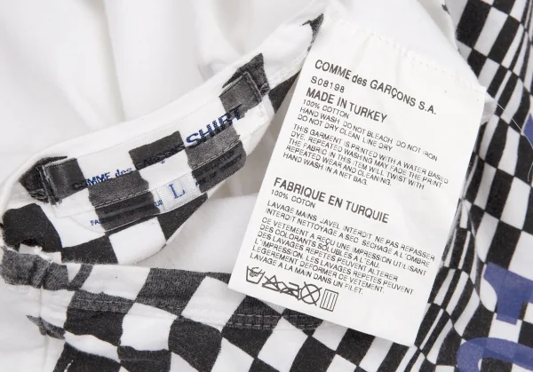 コムデギャルソン シャツCOMME des GARCONS SHIRT 変形チェッカープリントTシャツ 白L K-80295_014