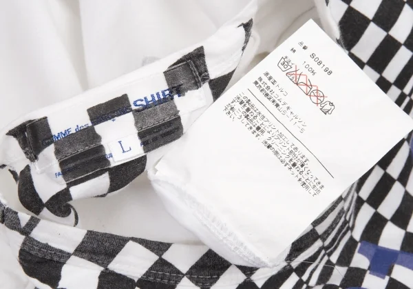 コムデギャルソン シャツCOMME des GARCONS SHIRT 変形チェッカープリントTシャツ 白L K-80295_015