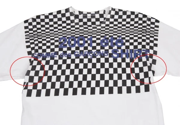 コムデギャルソン シャツCOMME des GARCONS SHIRT 変形チェッカープリントTシャツ 白L K-80295_002