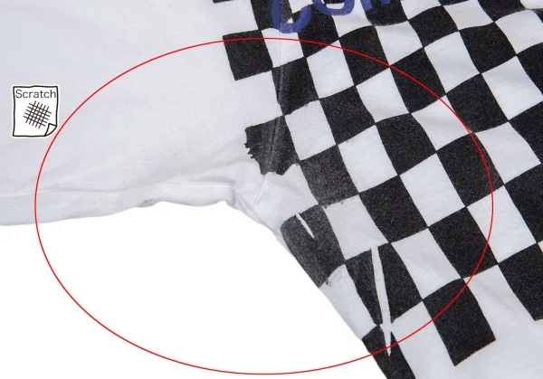 コムデギャルソン シャツCOMME des GARCONS SHIRT 変形チェッカープリントTシャツ 白L K-80295_003