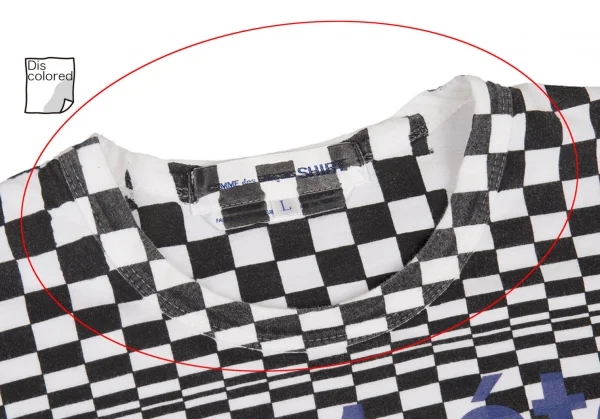 コムデギャルソン シャツCOMME des GARCONS SHIRT 変形チェッカープリントTシャツ 白L K-80295_005