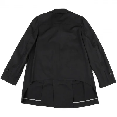 コムデギャルソン オムプリュスCOMME des GARCONS HOMME PLUS エステルウールギャバ後ろ裾切り抜きダブルハーフコート