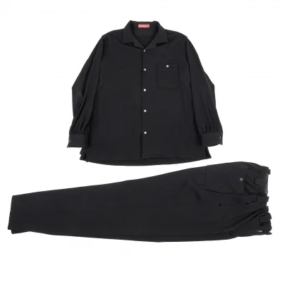 ワイズフォーメンY's for men 赤ラベル ポリエステルリブニットセットアップ 黒