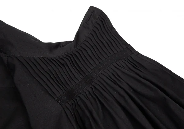 ヨウジヤマモト プールオムYohji Yamamoto POUR HOMME 首プリーツ合わせコットンシャツ 黒3 K-80421_011