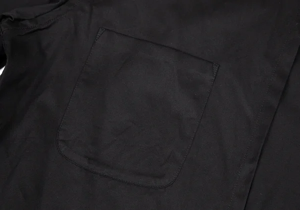 ヨウジヤマモト プールオムYohji Yamamoto POUR HOMME 首プリーツ合わせコットンシャツ 黒3 K-80421_012