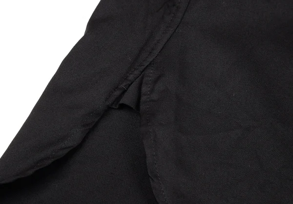 ヨウジヤマモト プールオムYohji Yamamoto POUR HOMME 首プリーツ合わせコットンシャツ 黒3 K-80421_013