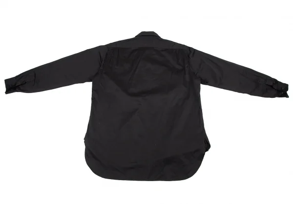 ヨウジヤマモト プールオムYohji Yamamoto POUR HOMME 首プリーツ合わせコットンシャツ 黒3 K-80421_015