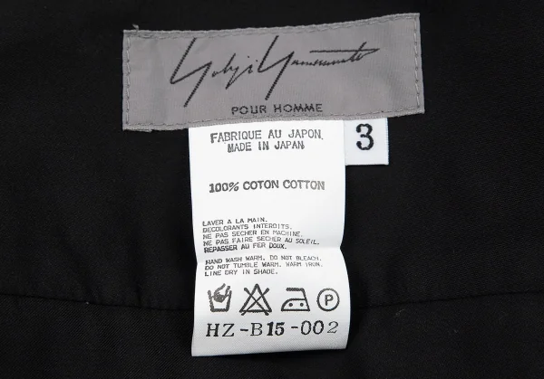 ヨウジヤマモト プールオムYohji Yamamoto POUR HOMME 首プリーツ合わせコットンシャツ 黒3 K-80421_018