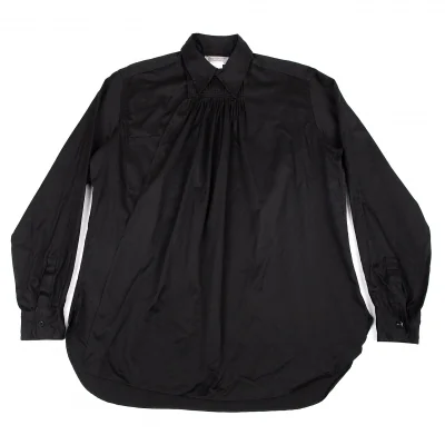 ヨウジヤマモト プールオムYohji Yamamoto POUR HOMME 首プリーツ合わせコットンシャツ