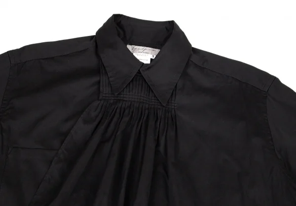 ヨウジヤマモト プールオムYohji Yamamoto POUR HOMME 首プリーツ合わせコットンシャツ 黒3 K-80421_002