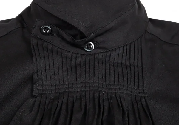 ヨウジヤマモト プールオムYohji Yamamoto POUR HOMME 首プリーツ合わせコットンシャツ 黒3 K-80421_004