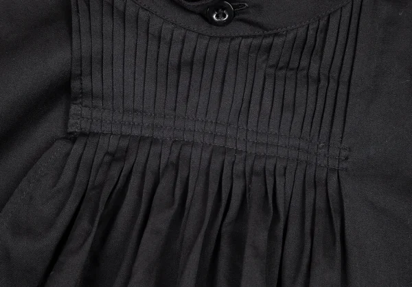 ヨウジヤマモト プールオムYohji Yamamoto POUR HOMME 首プリーツ合わせコットンシャツ 黒3 K-80421_006