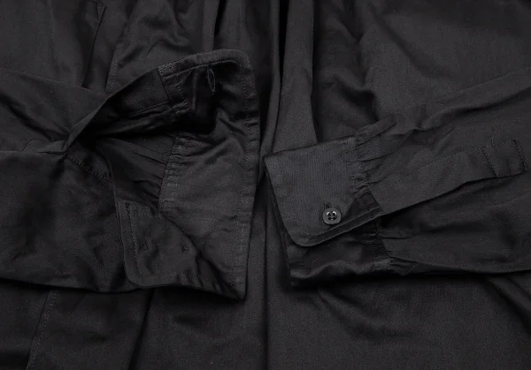 ヨウジヤマモト プールオムYohji Yamamoto POUR HOMME 首プリーツ合わせコットンシャツ 黒3 K-80421_008