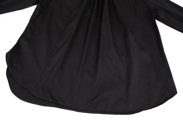 ヨウジヤマモト プールオムYohji Yamamoto POUR HOMME 首プリーツ合わせコットンシャツ 黒3 K-80421_009