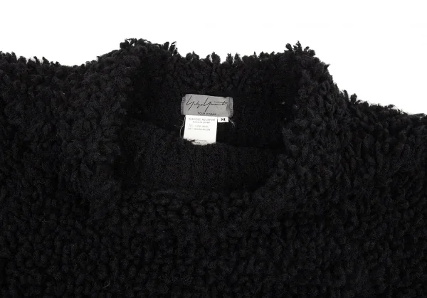 ヨウジヤマモト プールオムYohji Yamamoto POUR HOMMEパイルロングニットセーター 黒M K-80426_003