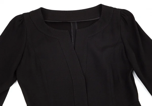 レキップヨシエイナバL'EQUIPE YOSHIE INABA アムンゼン七分袖ノーカラーワンピース 黒38 K-80453_003