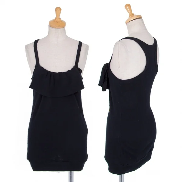 ワイズY's コットンアンゴラ折り返しキャミニット 黒2 K-80464_001