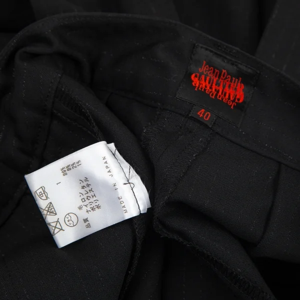ジャンポールゴルチエJean Paul GAULTIER シャドーストライププリーツショートパンツ 黒40 K-80478_013