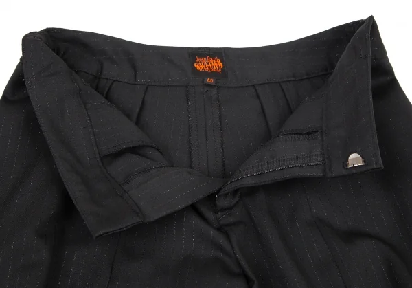 ジャンポールゴルチエJean Paul GAULTIER シャドーストライププリーツショートパンツ 黒40 K-80478_004