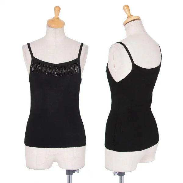 ジャンポールゴルチエ ファムJean Paul GAULTIER FEMME ビーズフリンジキャミソール 黒40 K-80481_001