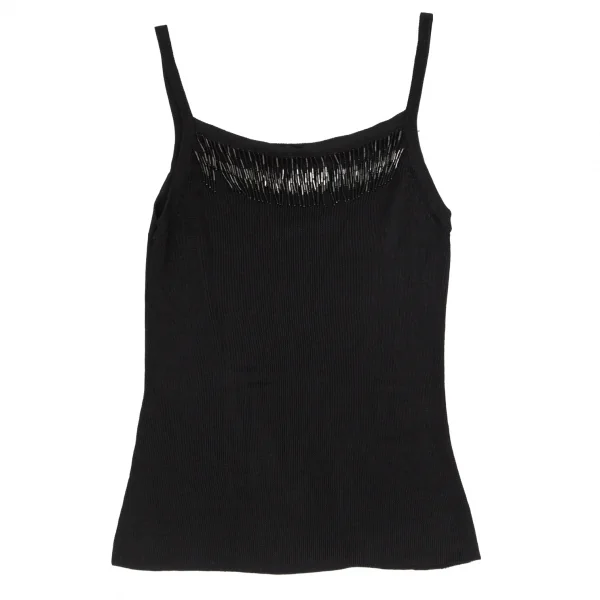 ジャンポールゴルチエ ファムJean Paul GAULTIER FEMME ビーズフリンジキャミソール 黒40 K-80481_002
