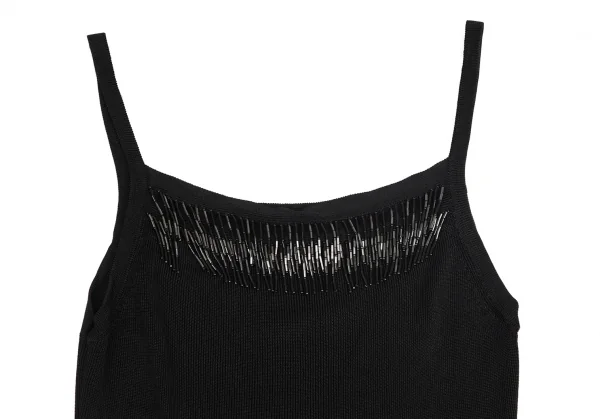 ジャンポールゴルチエ ファムJean Paul GAULTIER FEMME ビーズフリンジキャミソール 黒40 K-80481_003