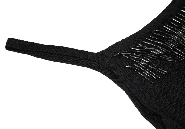 ジャンポールゴルチエ ファムJean Paul GAULTIER FEMME ビーズフリンジキャミソール 黒40 K-80481_005