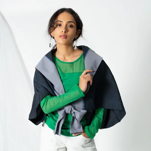 132 5. イッセイミヤケ 132 5. ISSEY MIYAKE 染めプリントボレロジャケット チャコール3 K-80492_016