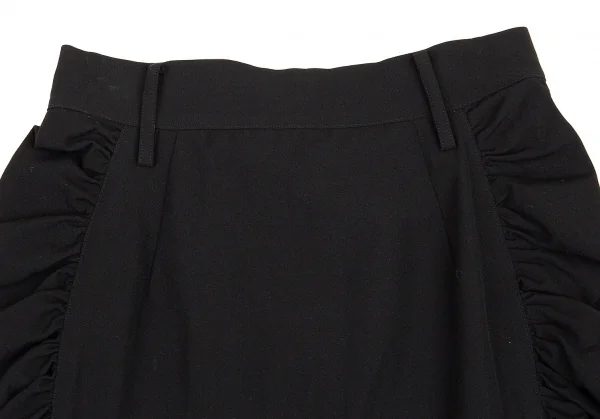 リミフゥLIMI feu ウールコットンギャバサイドギャザー切替ミニスカート 黒S K-80605_010