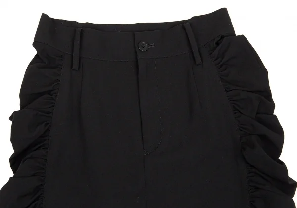 リミフゥLIMI feu ウールコットンギャバサイドギャザー切替ミニスカート 黒S K-80605_003