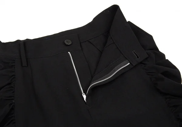 リミフゥLIMI feu ウールコットンギャバサイドギャザー切替ミニスカート 黒S K-80605_005