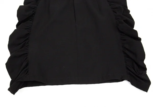 リミフゥLIMI feu ウールコットンギャバサイドギャザー切替ミニスカート 黒S K-80605_006