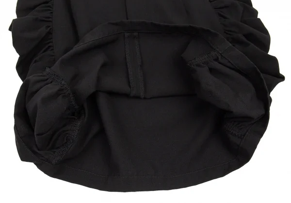 リミフゥLIMI feu ウールコットンギャバサイドギャザー切替ミニスカート 黒S K-80605_008