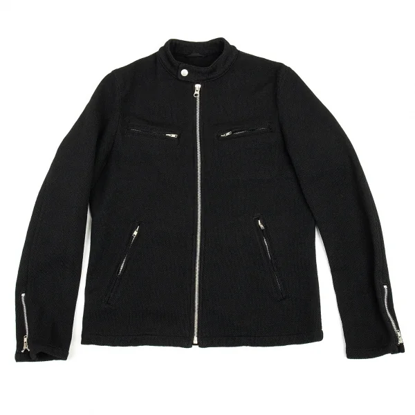 コムデギャルソン オムCOMME des GARCONS HOMME 製品染めエステルダブルメッシュシングルライダースジャケット 黒XS K-80610_001