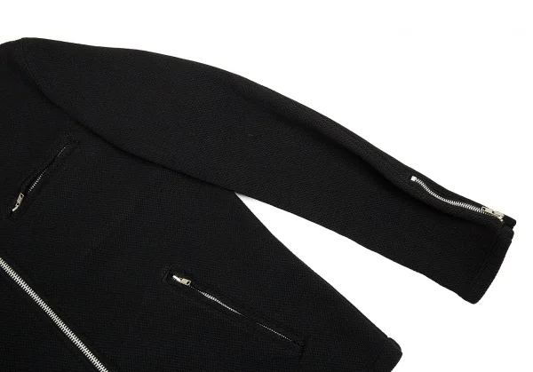 コムデギャルソン オムCOMME des GARCONS HOMME 製品染めエステルダブルメッシュシングルライダースジャケット 黒XS K-80610_004