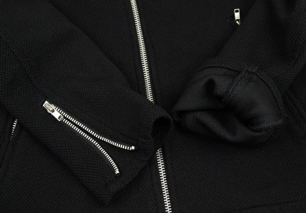 コムデギャルソン オムCOMME des GARCONS HOMME 製品染めエステルダブルメッシュシングルライダースジャケット 黒XS K-80610_005