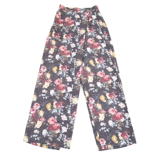 トリココムデギャルソンtricot COMME des GARCONS ローズプリントハーフラップパンツ グレーマルチS K-80673_002