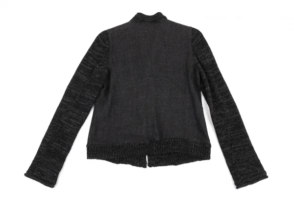 イッセイミヤケ ハートISSEY MIYAKE HaaT ウールニット切り替えジャケット チャコール2 K-80677_010