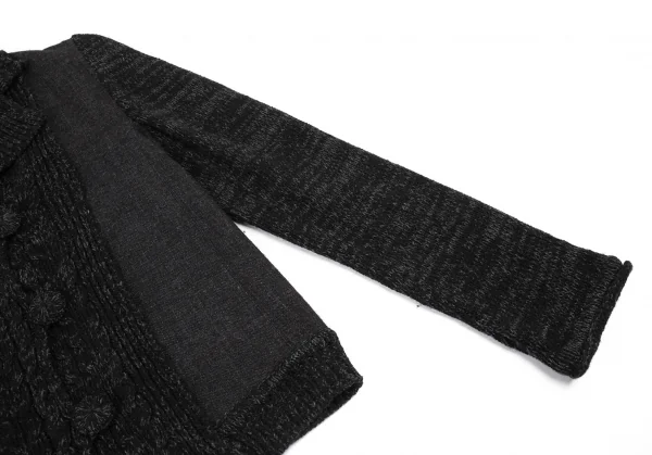 イッセイミヤケ ハートISSEY MIYAKE HaaT ウールニット切り替えジャケット チャコール2 K-80677_006