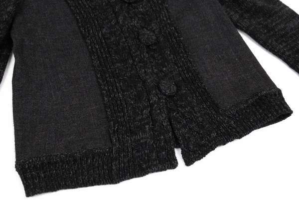 イッセイミヤケ ハートISSEY MIYAKE HaaT ウールニット切り替えジャケット チャコール2 K-80677_008