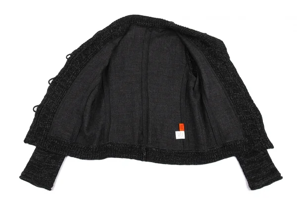 イッセイミヤケ ハートISSEY MIYAKE HaaT ウールニット切り替えジャケット チャコール2 K-80677_009