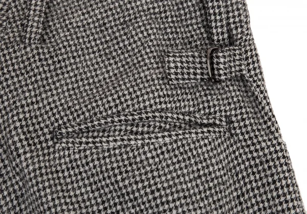ヨウジヤマモト ノアールYohji Yamamoto NOIR ウール千鳥柄サイドシンチテーパードパンツ 白黒1 K-80685_011