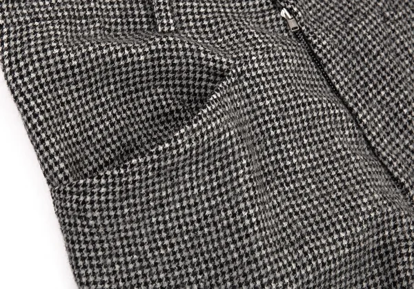 ヨウジヤマモト ノアールYohji Yamamoto NOIR ウール千鳥柄サイドシンチテーパードパンツ 白黒1 K-80685_005