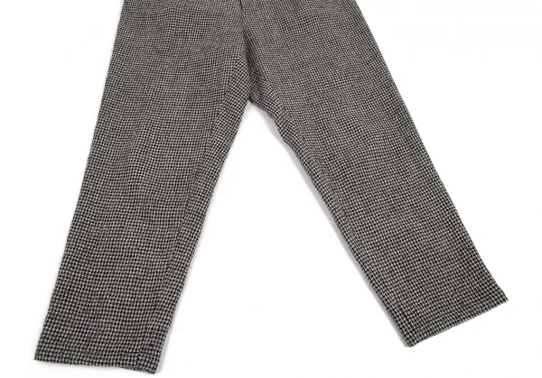 ヨウジヤマモト ノアールYohji Yamamoto NOIR ウール千鳥柄サイドシンチテーパードパンツ 白黒1 K-80685_006
