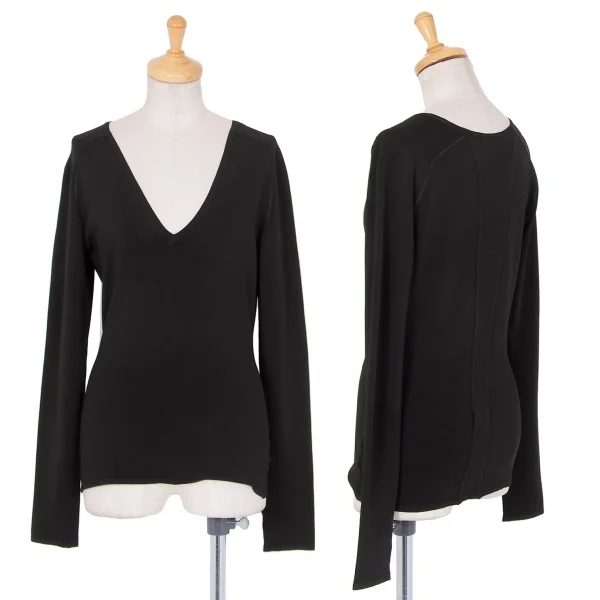 グッチGUCCI Vネックレーヨンストレッチカットソー 黒S K-80715_001