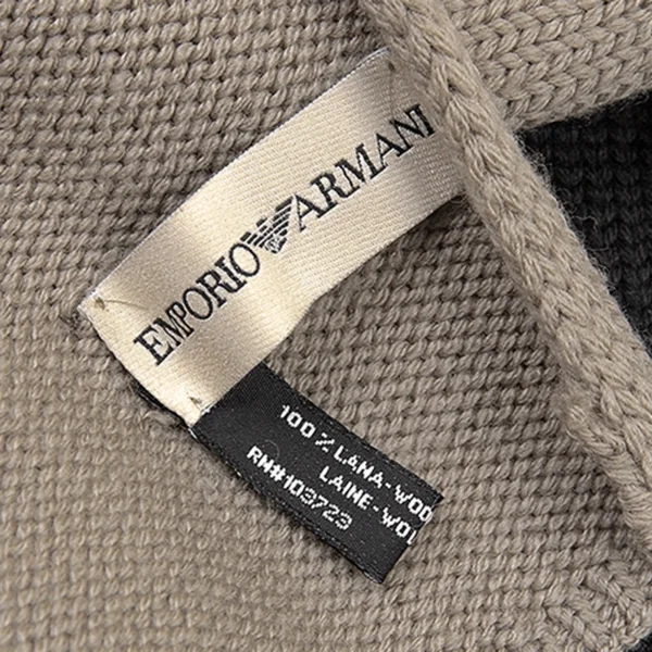 エンポリオ アルマーニEMPORIO ARMANI  バイカラーウールロングストール 黒グレージュ K-80717_005