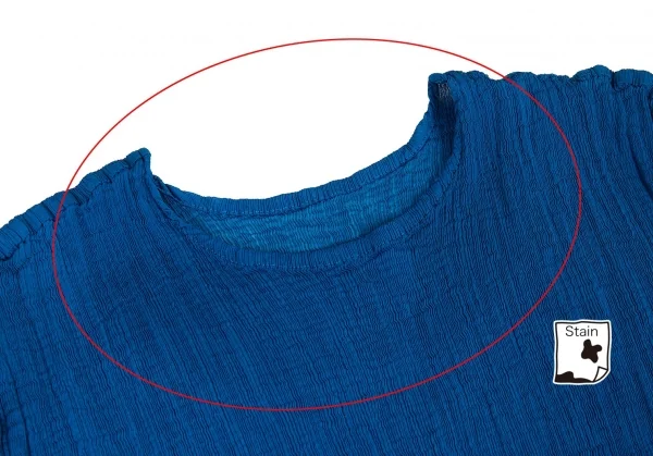 イッセイミヤケ ミーISSEY MIYAKE me ペイズリーフロッキープリント切替プリーツノースリーブワンピース 青F K-80779_004